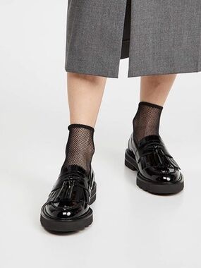 New Stuart Weitzman Mila Lift Loafer Black Patent Leather Sz 7